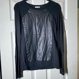 Black faux leather sweater